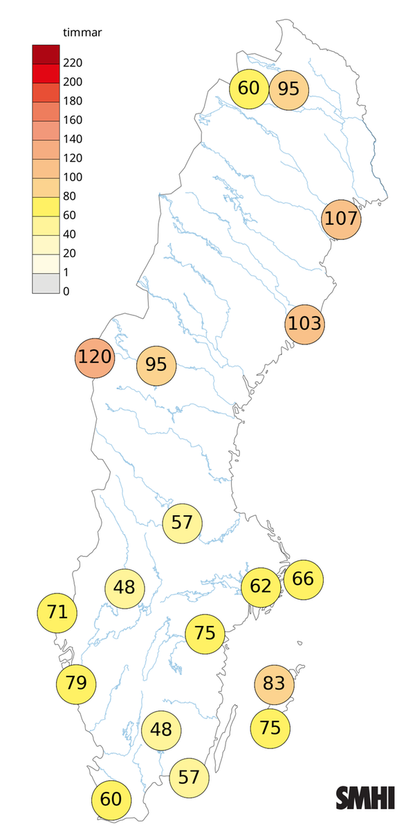 Antal soltimmar i februari 2026.