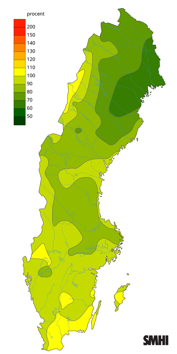 Byvindens avvikelse från det normala (1996-2015) under vintern 2026.