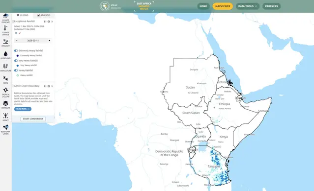 Map over East Africa.