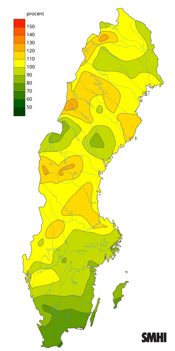 Byvindens avvikelse från det normala (1996-2015) under mars 2026.