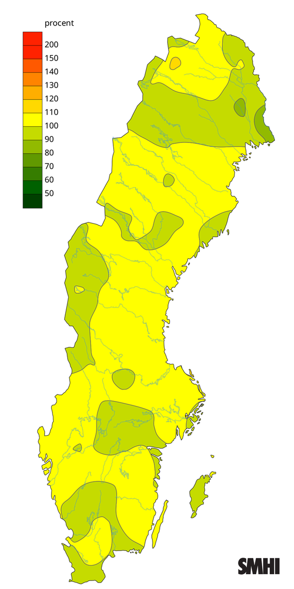 Byvindens avvikelse från det normala (1996-2015) under sommaren 2026.