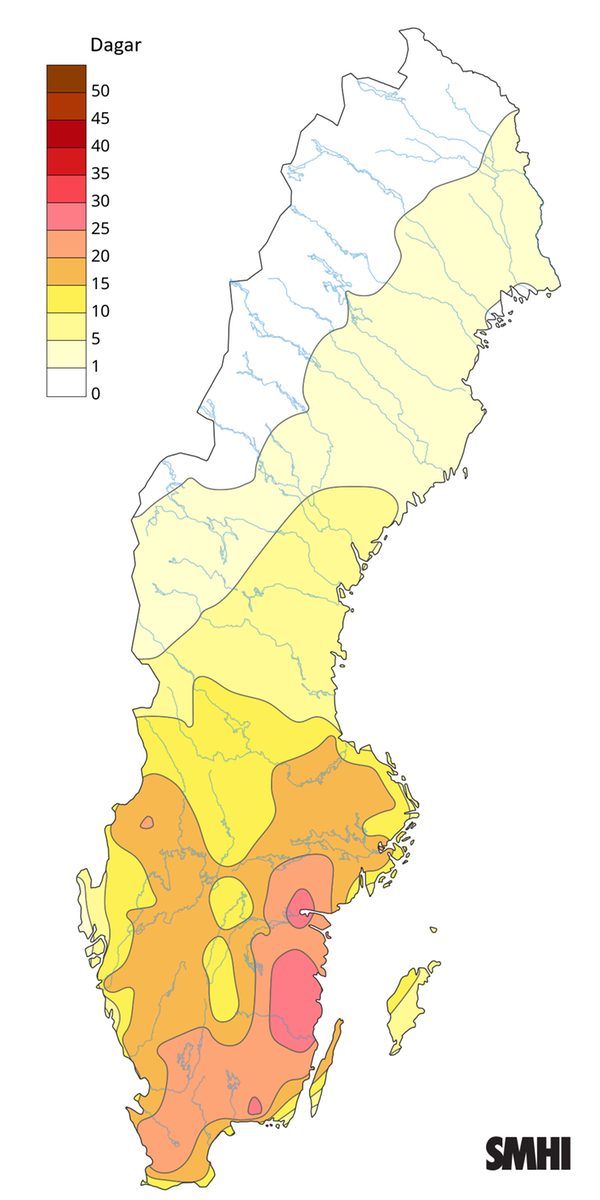 Antal högsommardygn under sommaren 2026.