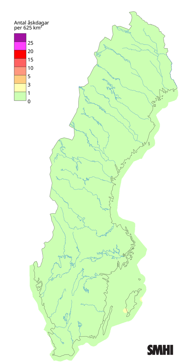 Antal åskdagar under november 2025.
