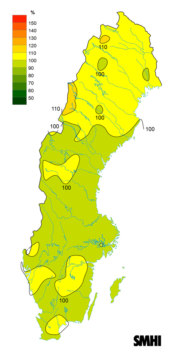 Karta över byvindens avvikelse från det normala (1996-2015) under året 2024.