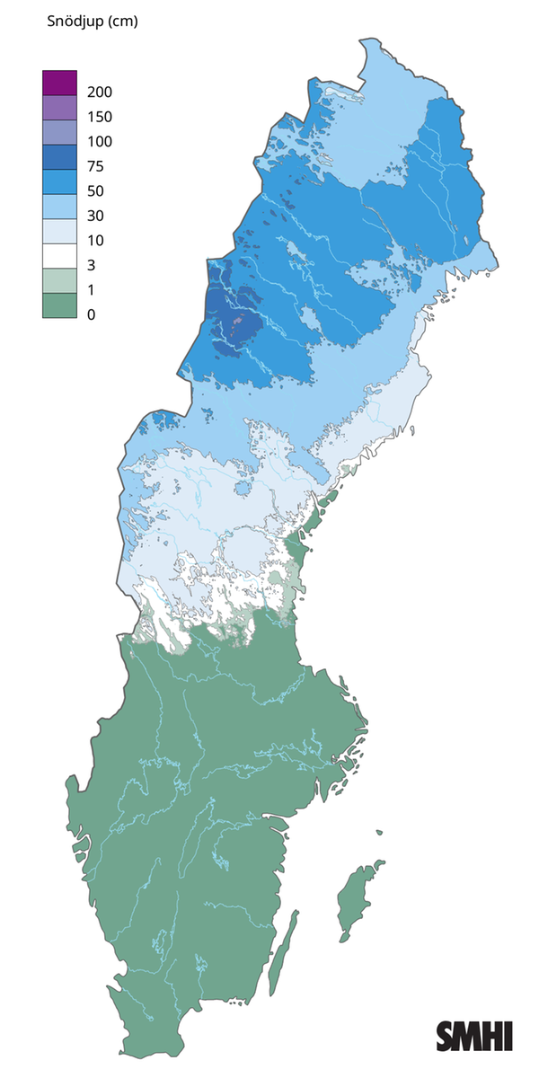 Snödjup den 15 december 2025.