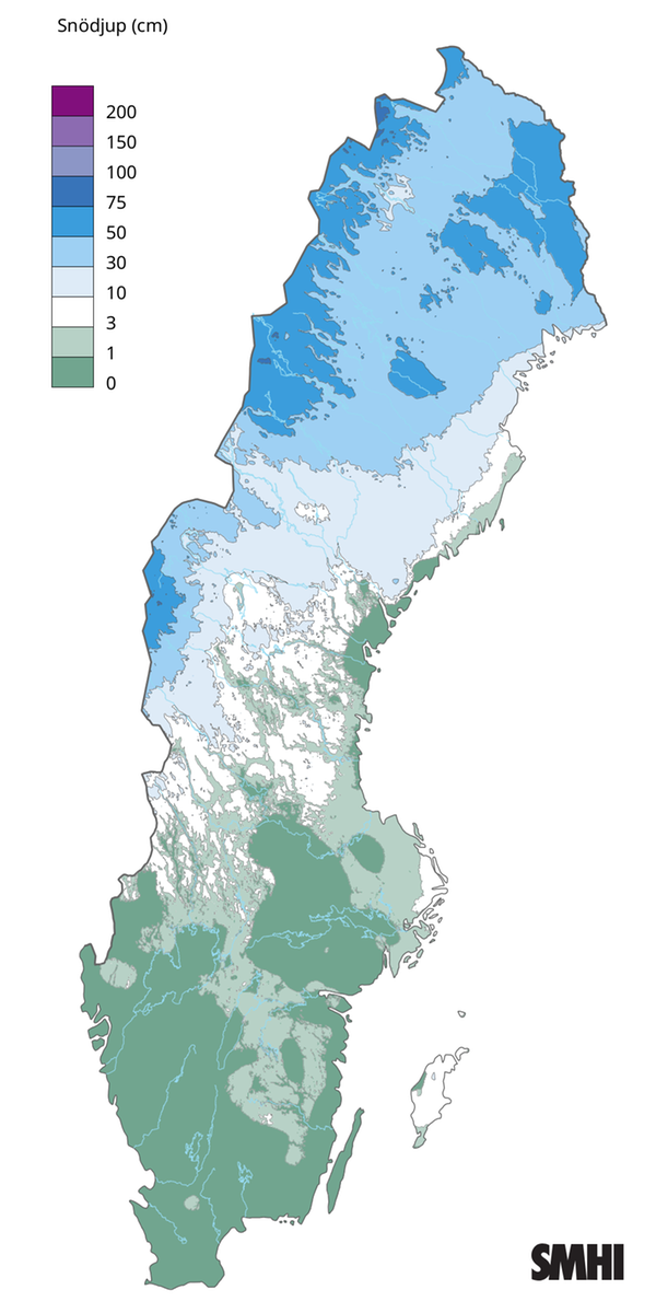 Snödjup den 31 december 2025.