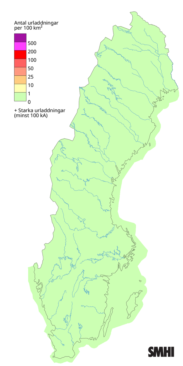 Totalt antal blixtar under december 2025.