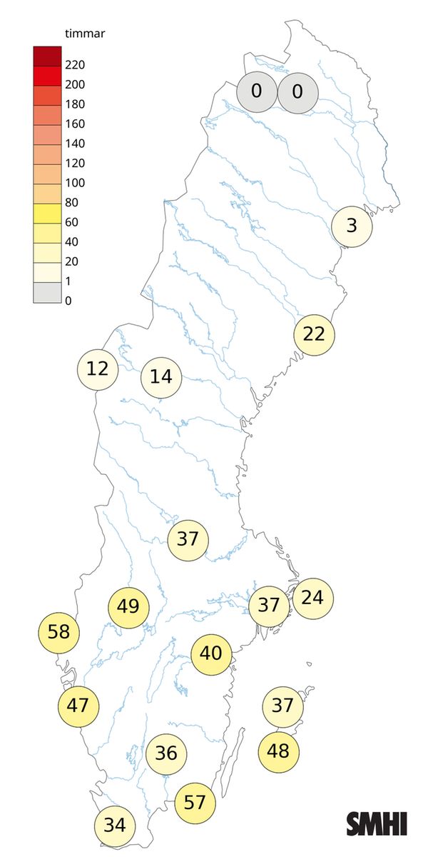 Antal soltimmar i december 2025