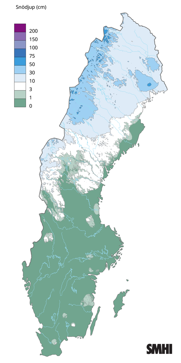 Snödjup den 30 november 2025.