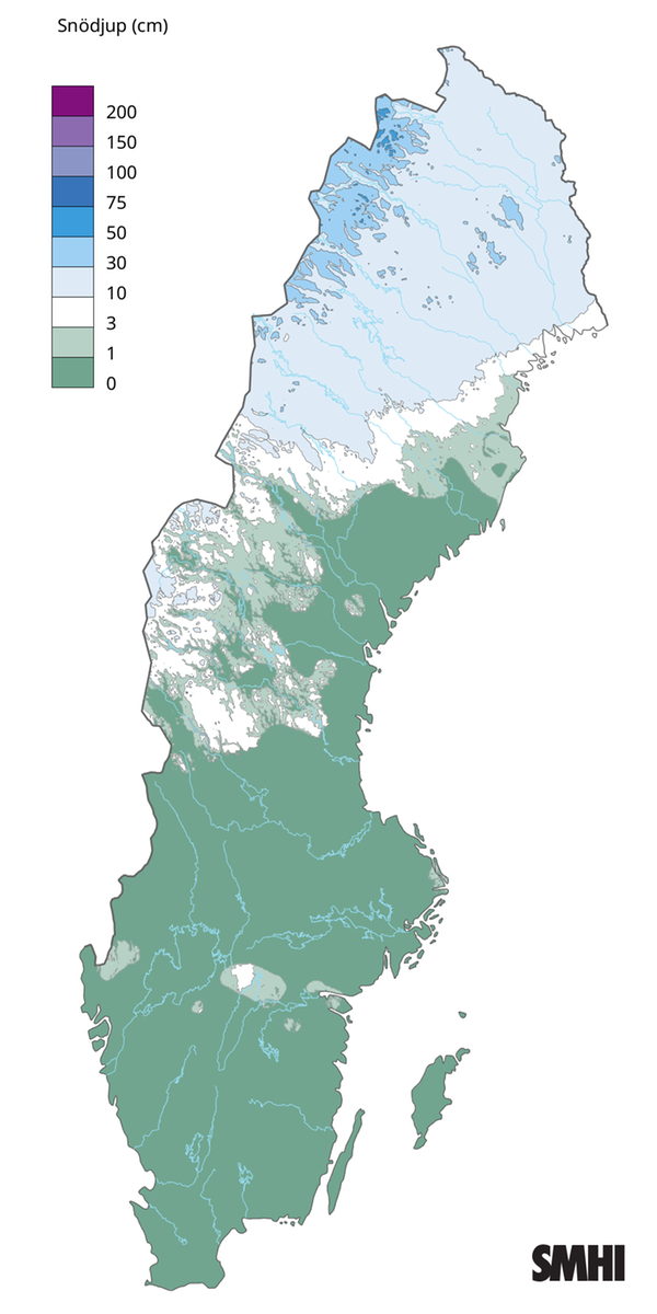 Snödjup den 15 november 2025.