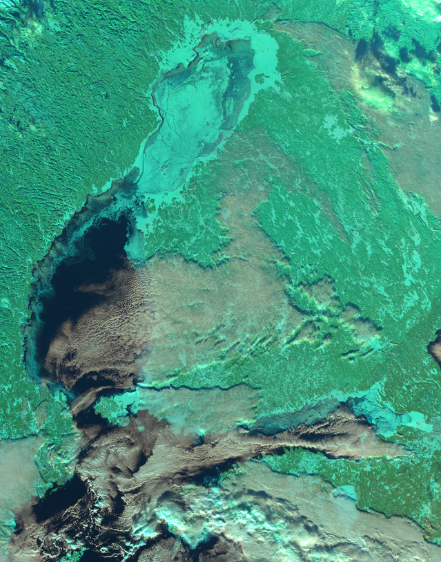 Optisk bild över isläget 20 januari 2024 i Bottenviken och Norra Kvarken.