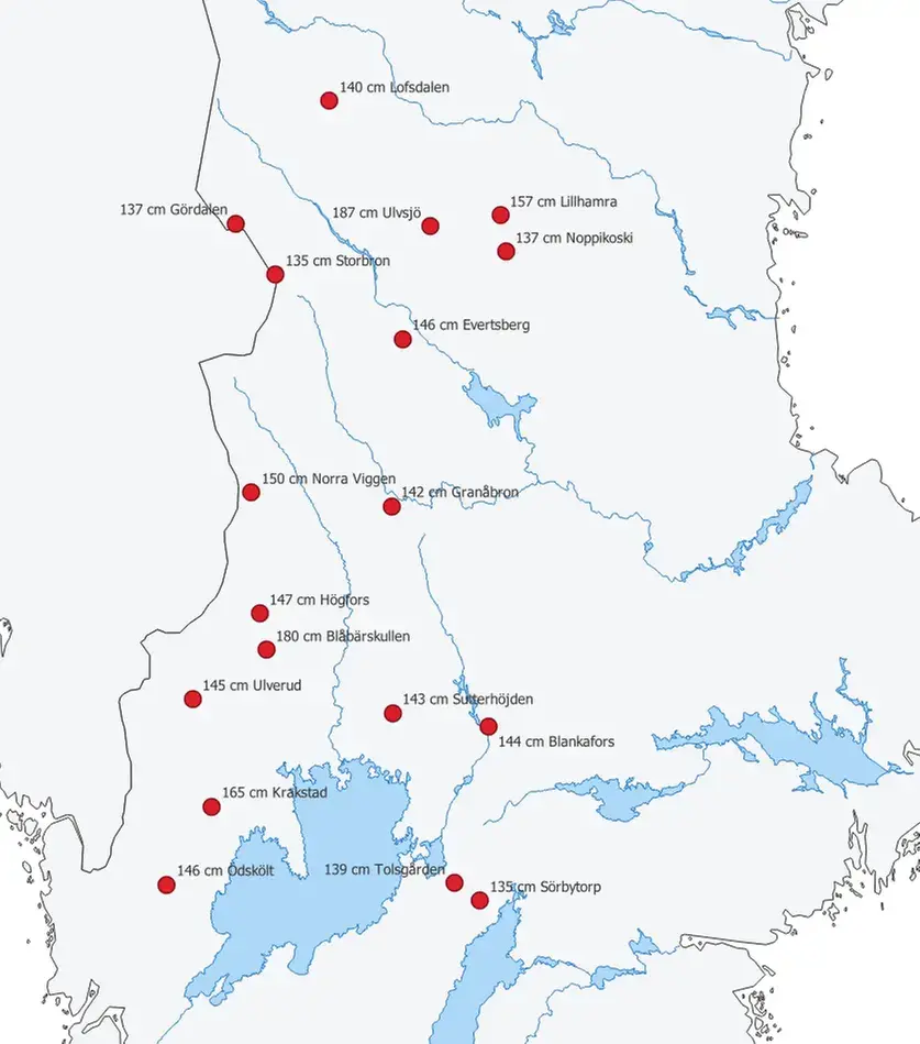 Snödjupskarta 1951.