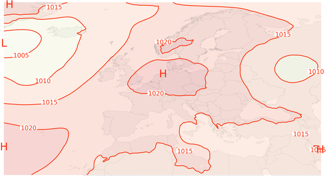 Medellufttryck i Europa i april 2026.