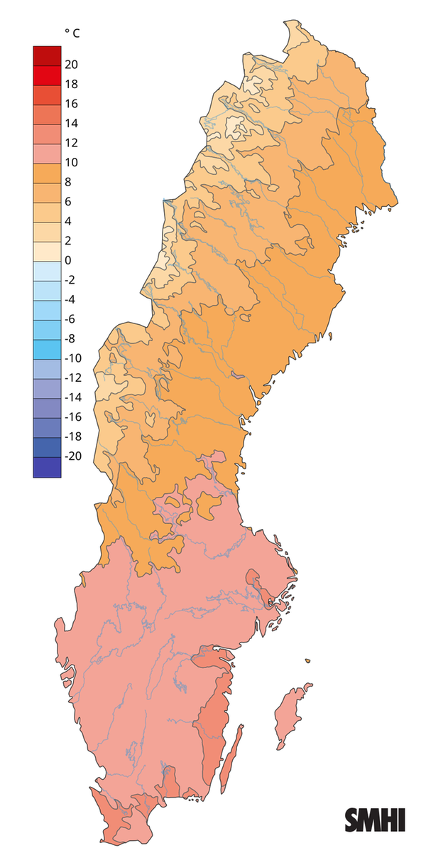 Månadsmedeltemperaturen under maj 2026.