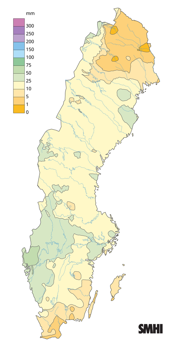 Nederbördssumma under april 2026.