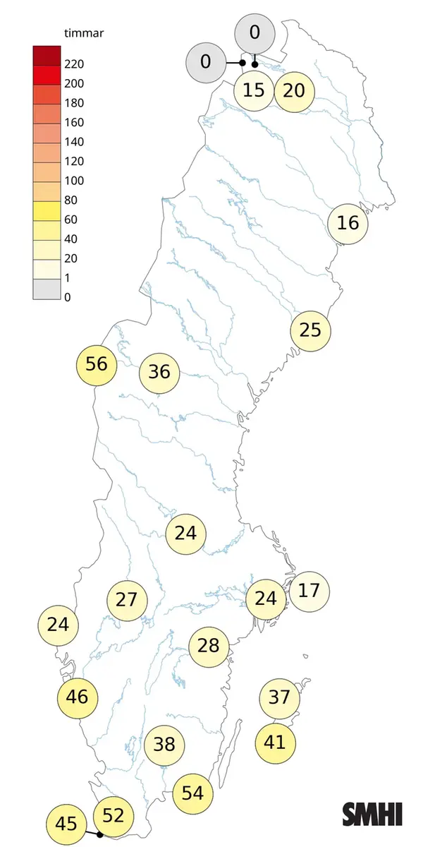 Antal soltimmar i januari 2026.