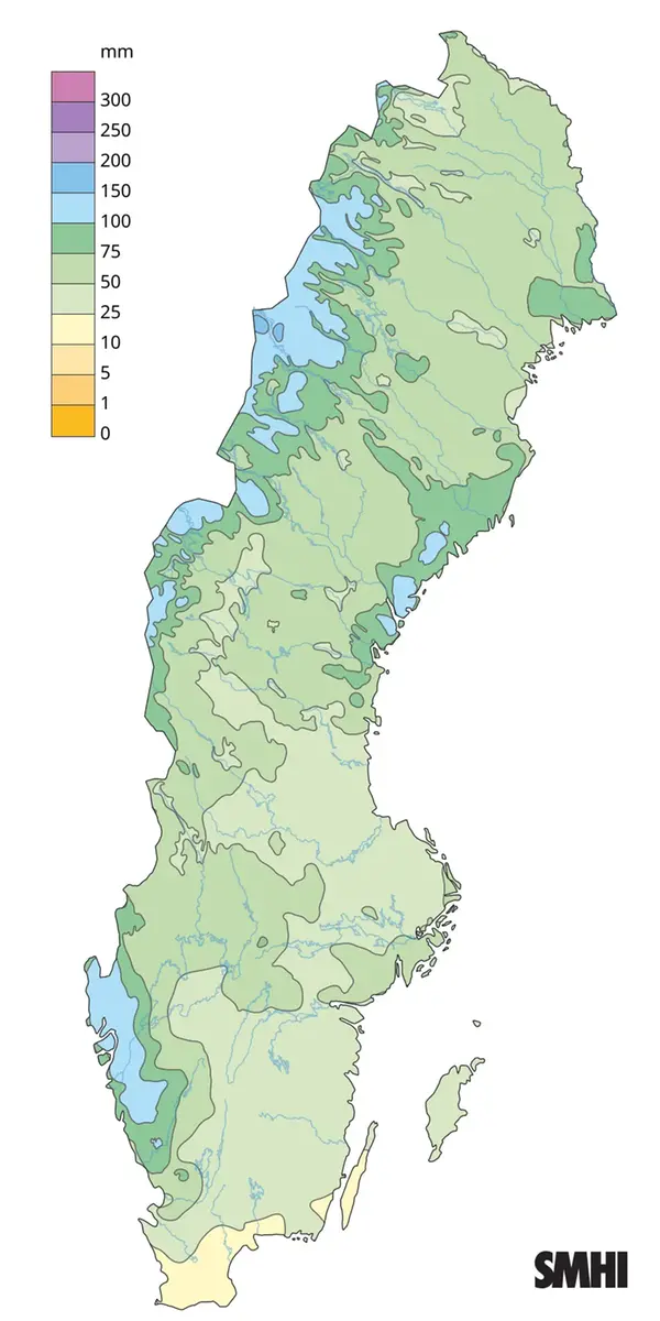 Nederbördssumma under december 2025.
