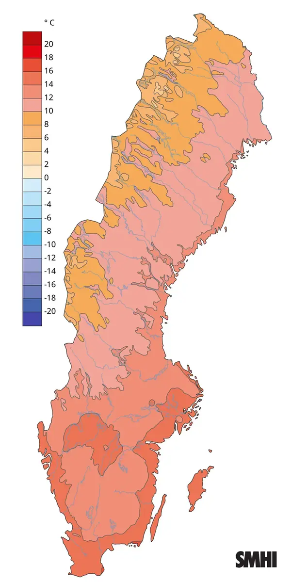 Månadsmedeltemperaturen under september 2025.