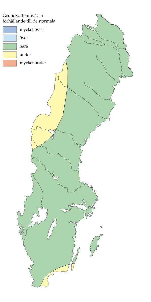 Karta över grundvattennivån 15 maj 2006 enligt SGU.