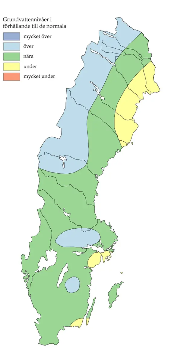 Grundvattennivån 15 april 2004 enligt SGU.
