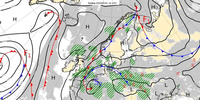 Karta över analys av väder.