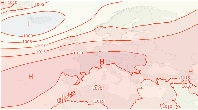 Medellufttryck i Europa i september 2026.