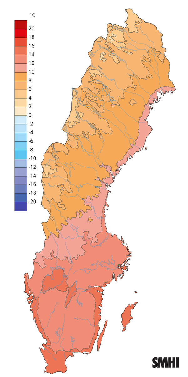 Månadsmedeltemperaturen under september 2026.