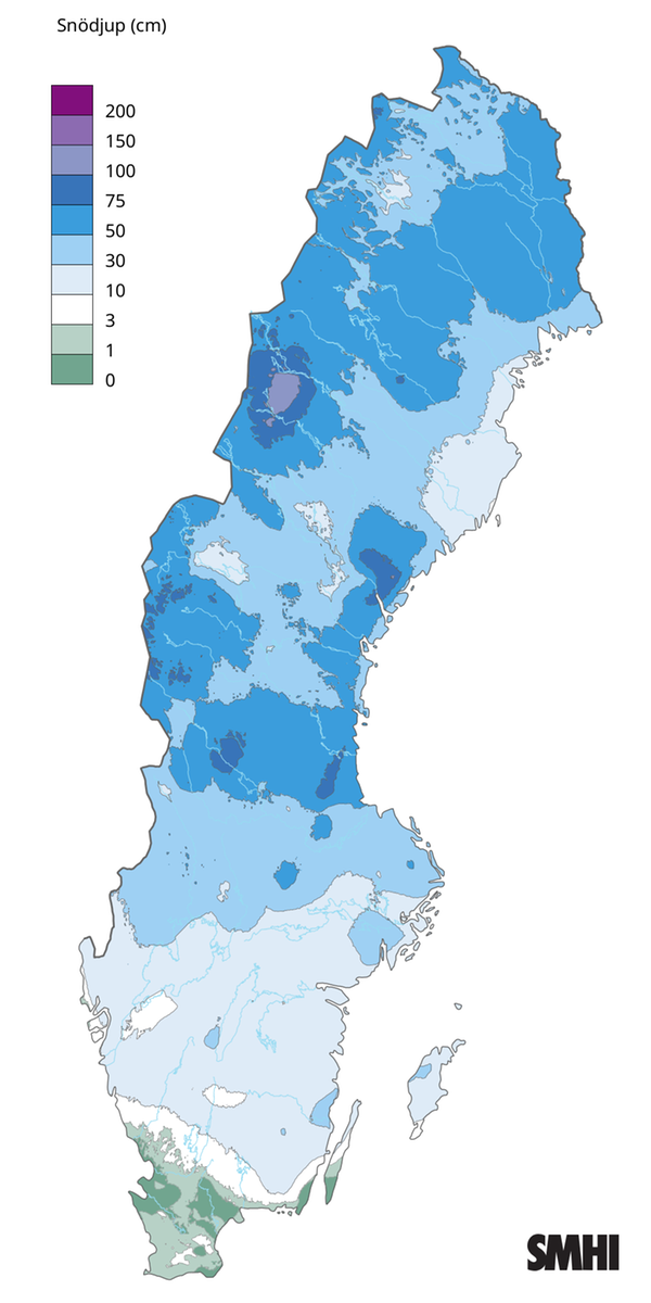 Snödjup den 15 januari 2026.