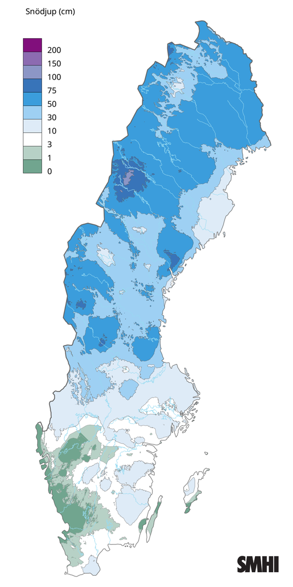 Snödjup den 31 januari 2026.