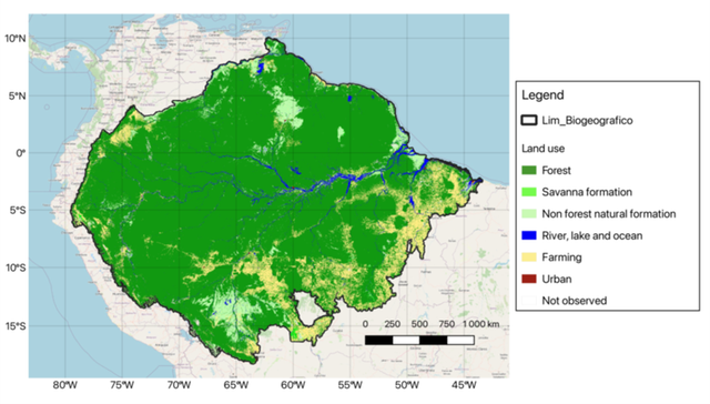 Karta över Amazonas. 