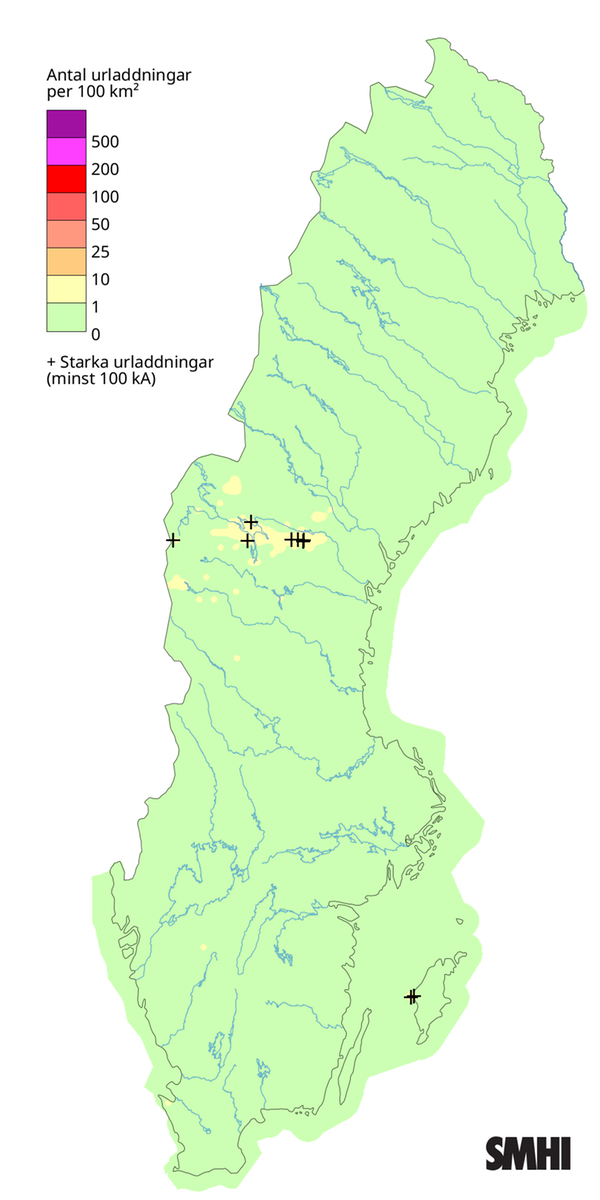 Totalt antal blixtar under oktober 2025.