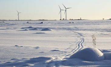 Wind power in winter landscape