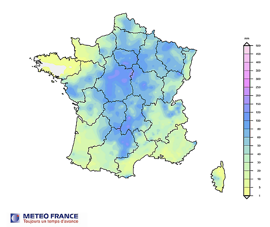 Nederbördskarta från Météo-France