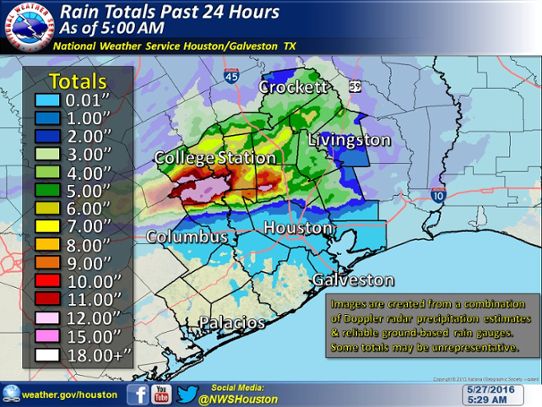 Kraftigt regn i Texas den 26 maj