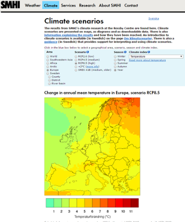Display service for climate scenarios
