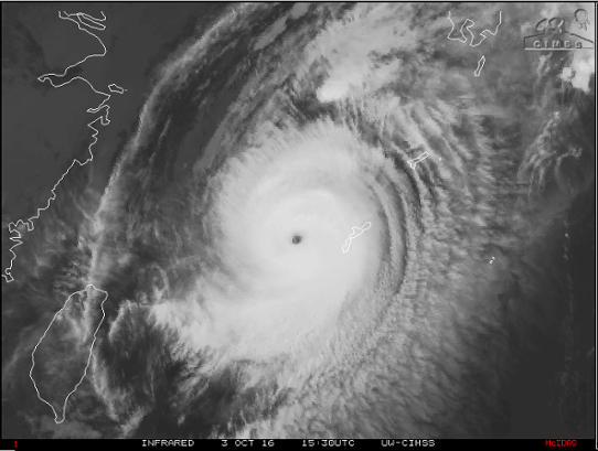 Satellitbild över kategori 5 - orkanen Chaba den 3 oktober