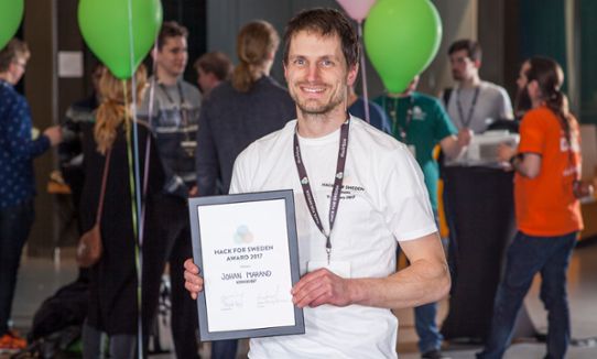 Johan Marand, vinnare av Hack for Sweden Award 2017 - högupplöst