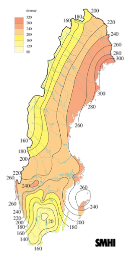 Karta med soltimmar under maj 2010 