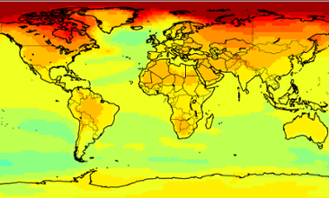 Förändring av årsmedeltemperaturen i världen vid fortsatt hög klimatförändring