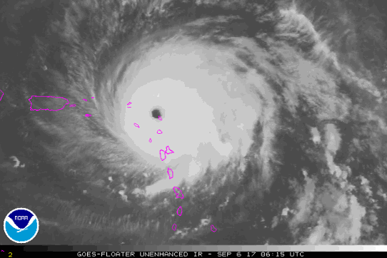 Satellitbild visar den tropiska orkanen Irma den 6 september