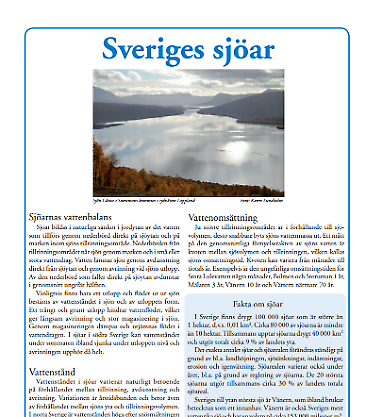 Faktablad - Sveriges sjöar