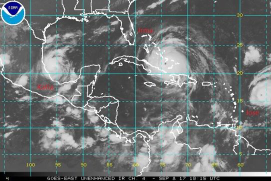 I nuläget har vi tre tropiska orkaner på Atlanten.
