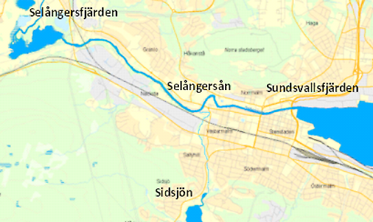 Karta över Sundsvalls vatten