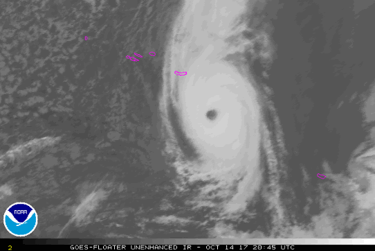 Satellitbilden visar den tropiska orkanen Ophelia