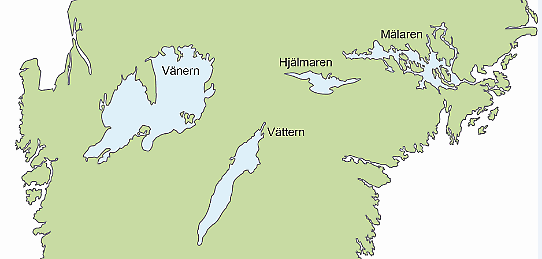 Sveriges fyra största sjöar.