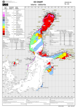  Is och ytvattentemperatur i havet 31 mars 2018.