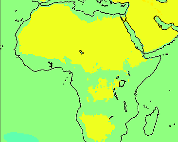 Afrika vid 2 grader global uppvärmning