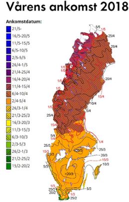 Till den 16 april hade den meteorologiska våren erövrat nästan hela Sverige.