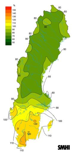 Byvindens avvikelse från det normala (1996-2015) under april 2018.