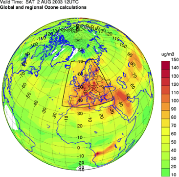 Prognoser för marknära ozon, global och regional skala
